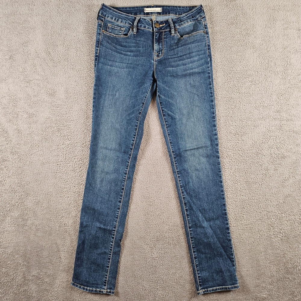 Bullhead Black Womens Skinny Jeans Medium Wash Blue Denim Juniors Size 9